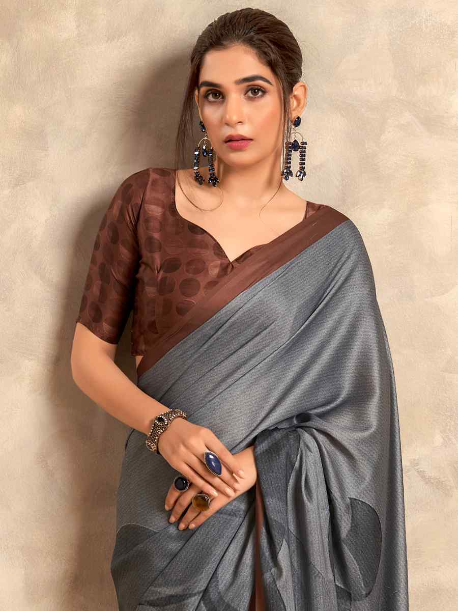 Multi Satin Crepe Printed Casual Festival Contemporary Saree