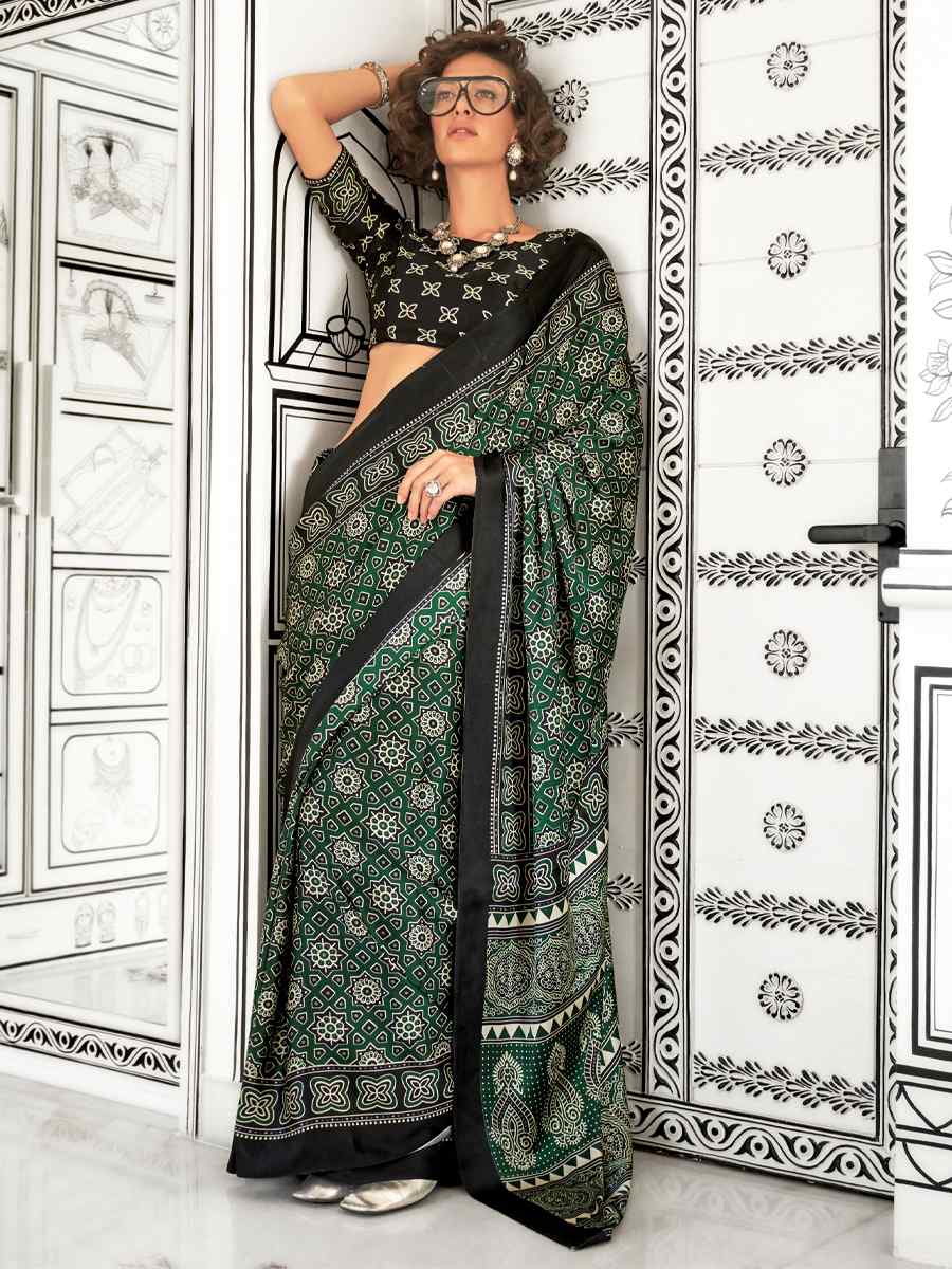 Multi Satin Crepe Printed Festival Casual Contemporary Saree