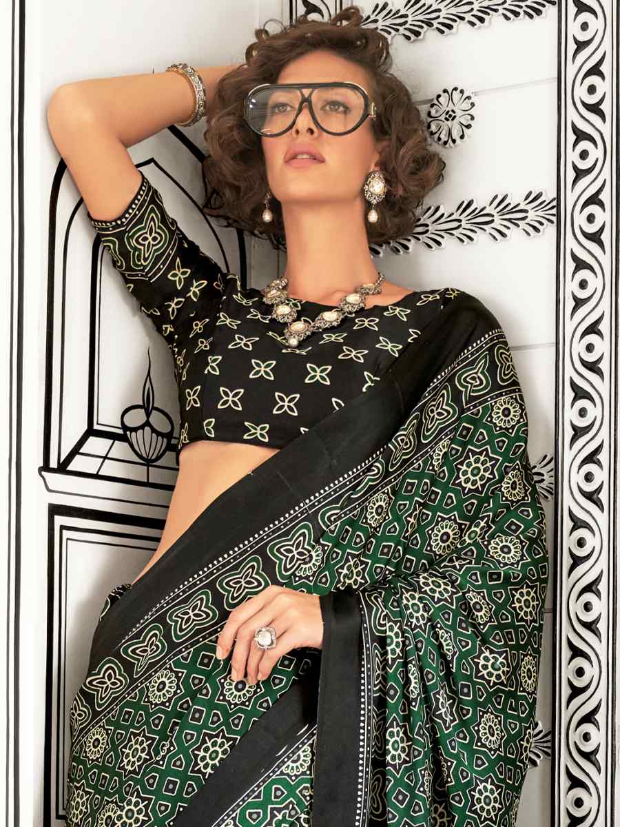 Multi Satin Crepe Printed Festival Casual Contemporary Saree