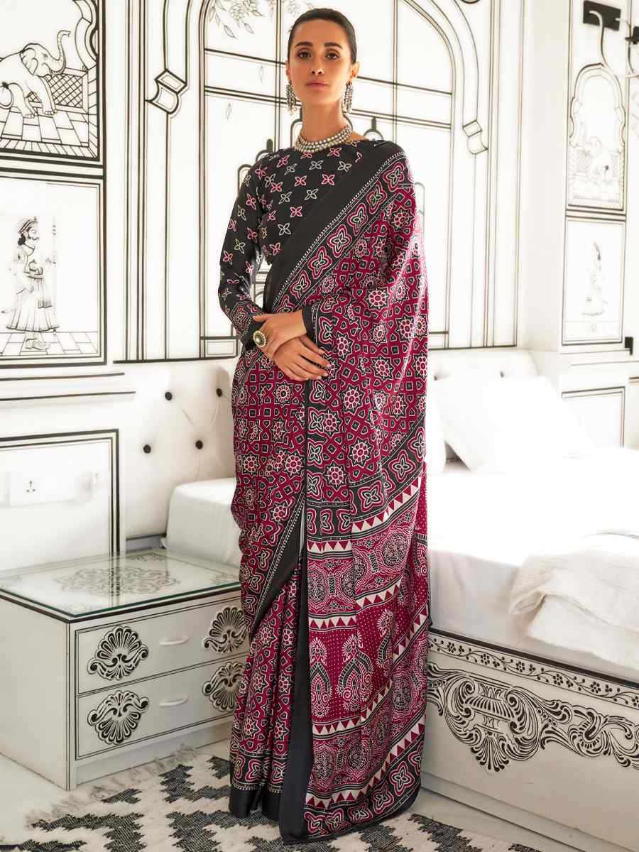 Multi Satin Crepe Printed Festival Casual Contemporary Saree