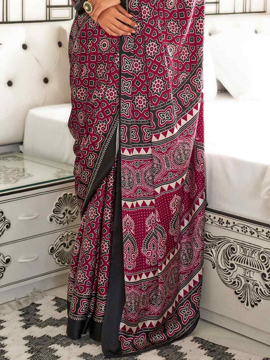 Multi Satin Crepe Printed Festival Casual Contemporary Saree