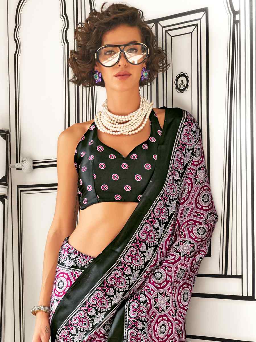 Multi Satin Crepe Printed Festival Casual Contemporary Saree