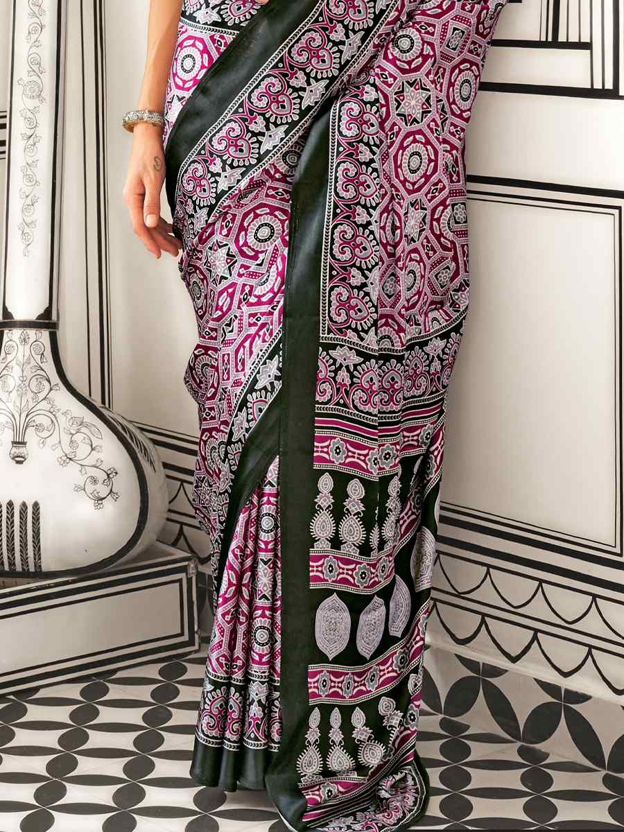 Multi Satin Crepe Printed Festival Casual Contemporary Saree