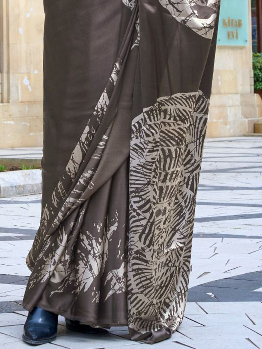 Multi Satin Crepe Printed Festival Casual Contemporary Saree