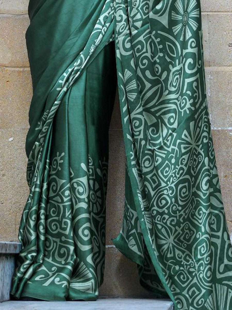 Multi Satin Crepe Printed Festival Casual Contemporary Saree