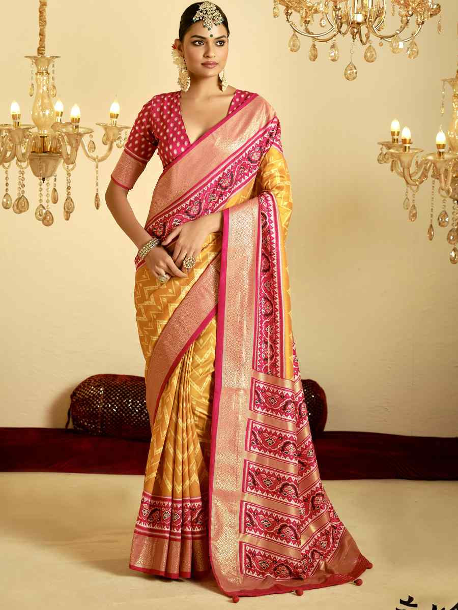 Multi Satin Jacquard Handwoven Festival Casual Classic Style Saree