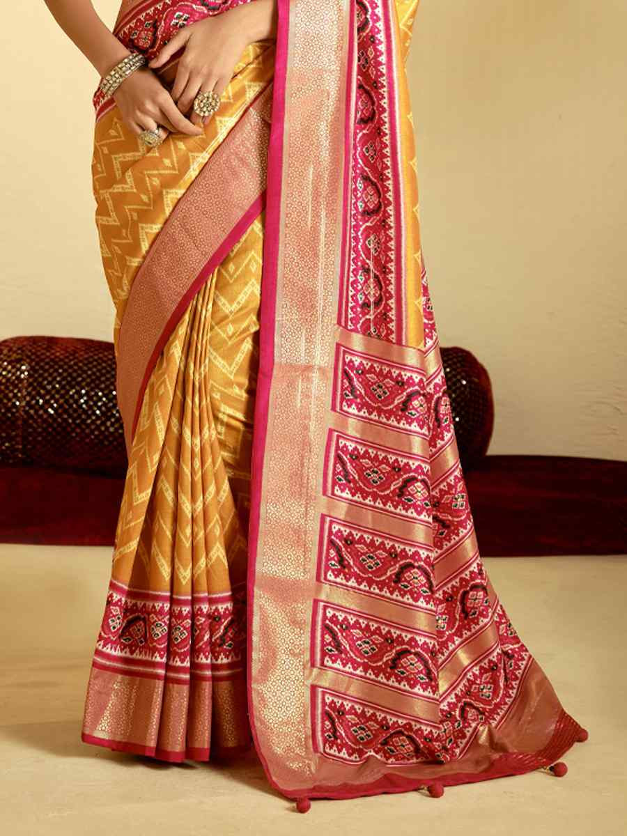 Multi Satin Jacquard Handwoven Festival Casual Classic Style Saree