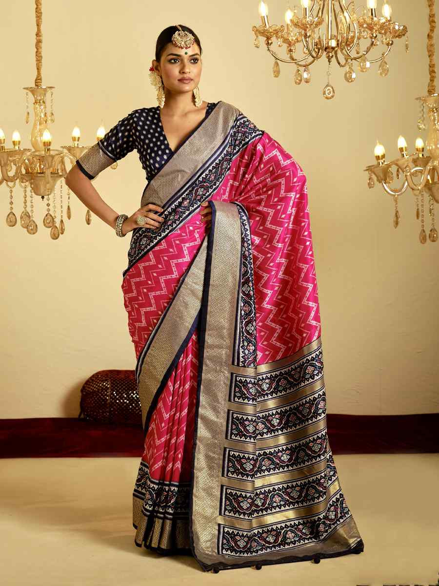 Multi Satin Jacquard Handwoven Festival Casual Classic Style Saree