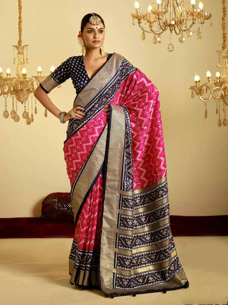 Multi Satin Jacquard Handwoven Festival Casual Classic Style Saree