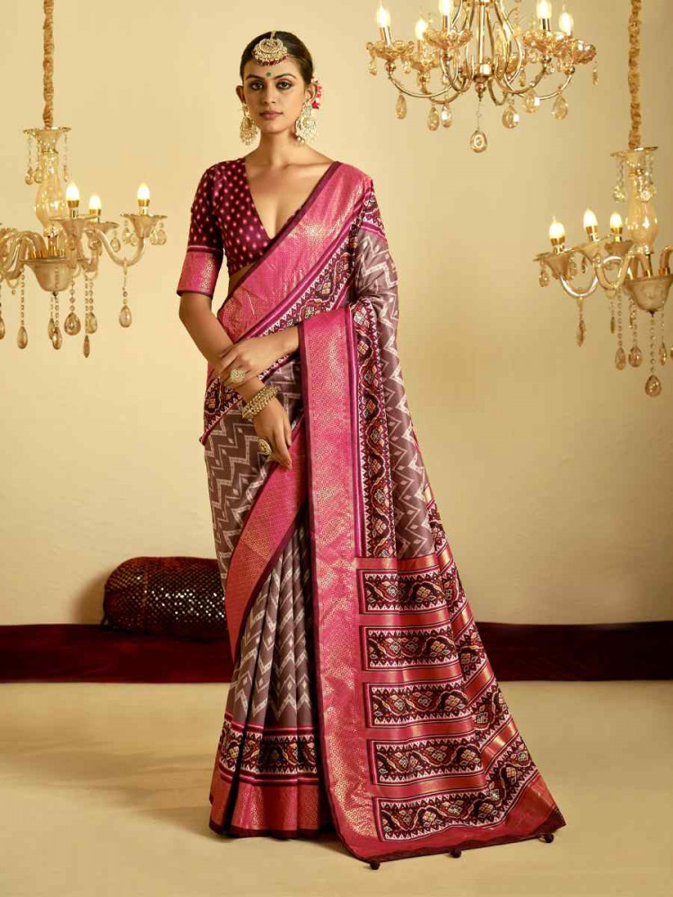 Multi Satin Jacquard Handwoven Festival Casual Classic Style Saree