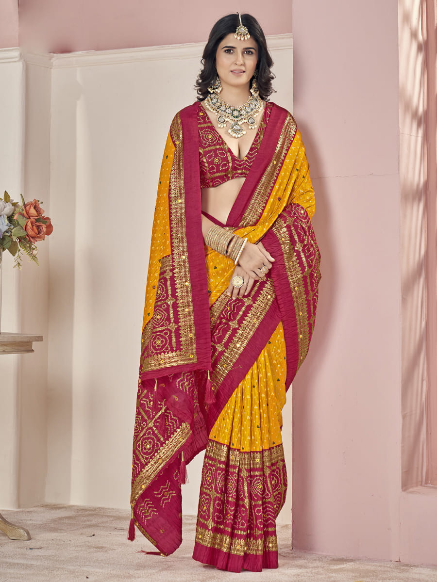 Multi Satin Jacquard Handwoven Festival Casual Classic Style Saree