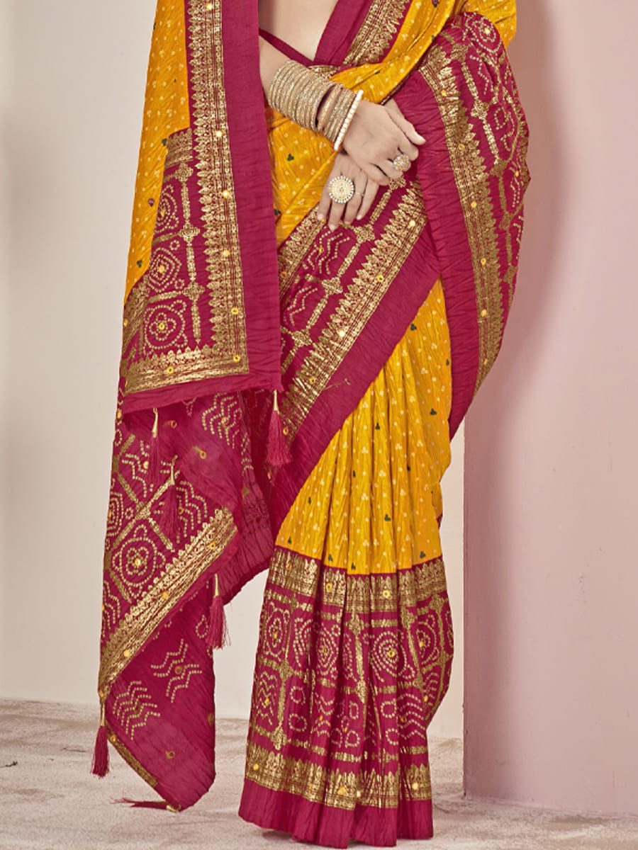 Multi Satin Jacquard Handwoven Festival Casual Classic Style Saree