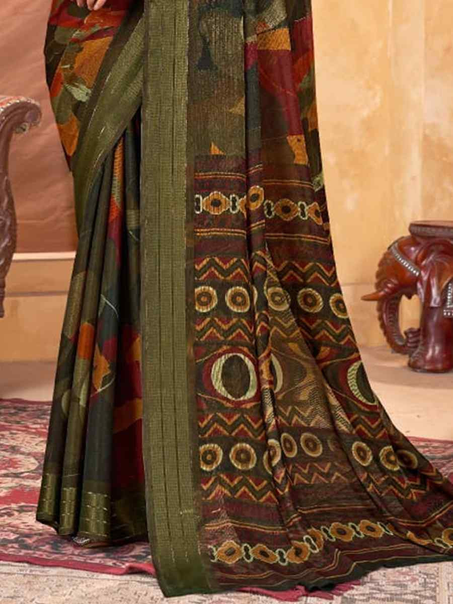 Multi Shimmer Chiffon Printed Festival Casual Contemporary Saree