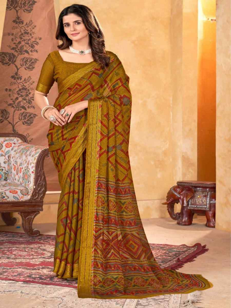 Multi Shimmer Chiffon Printed Festival Casual Contemporary Saree