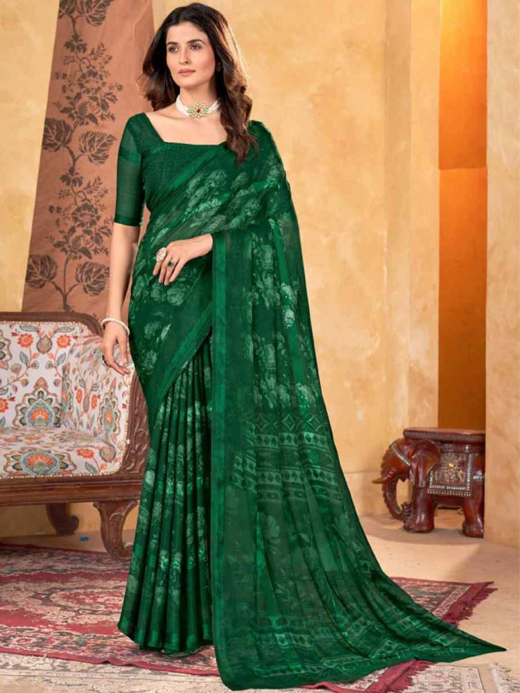 Multi Shimmer Chiffon Printed Festival Casual Contemporary Saree