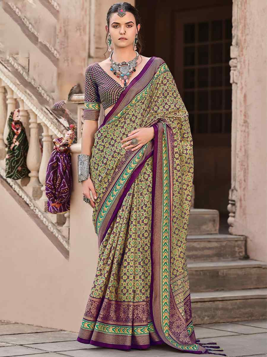 Multi Sigma Silk Printed Festival Casual Contemporary Saree