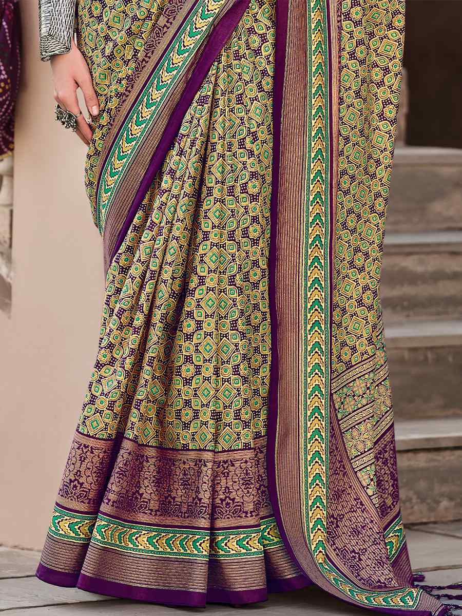 Multi Sigma Silk Printed Festival Casual Contemporary Saree