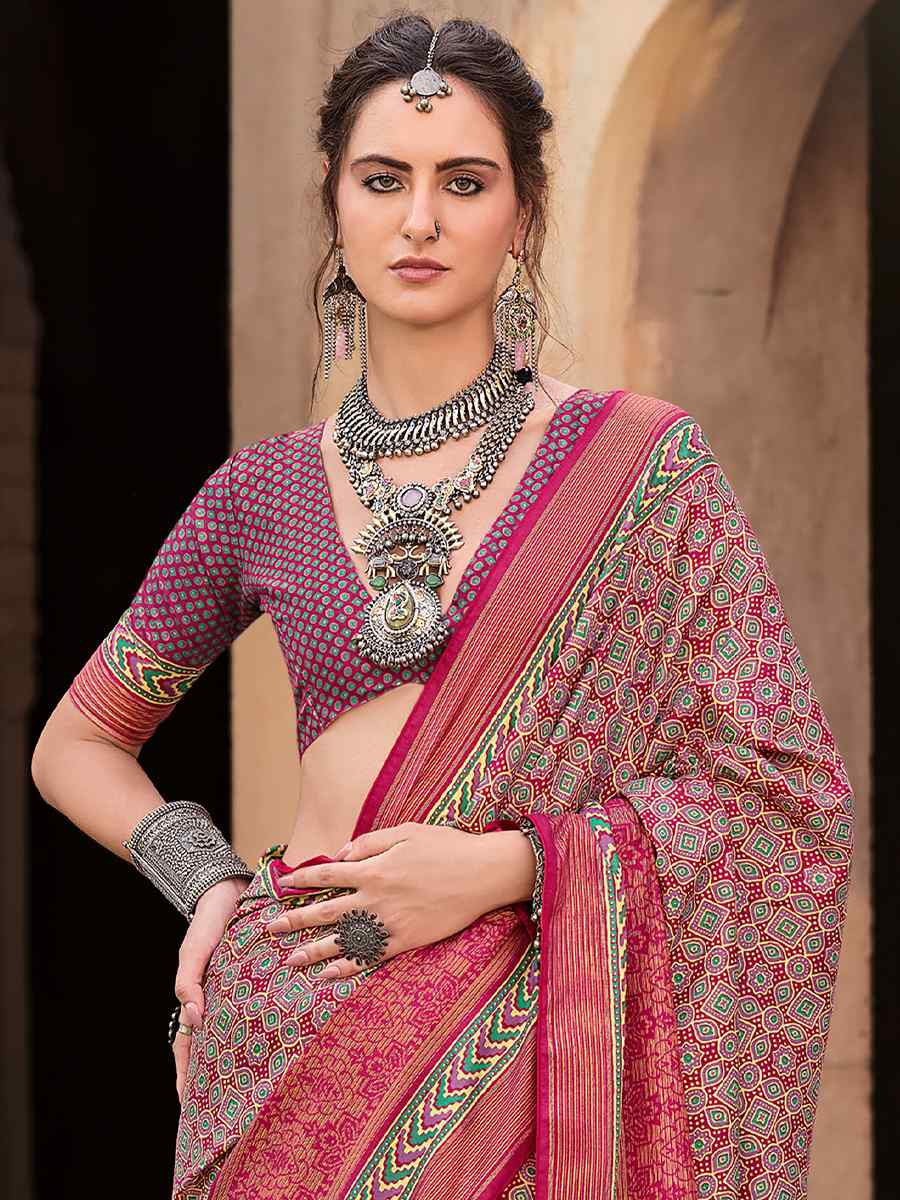 Multi Sigma Silk Printed Festival Casual Contemporary Saree