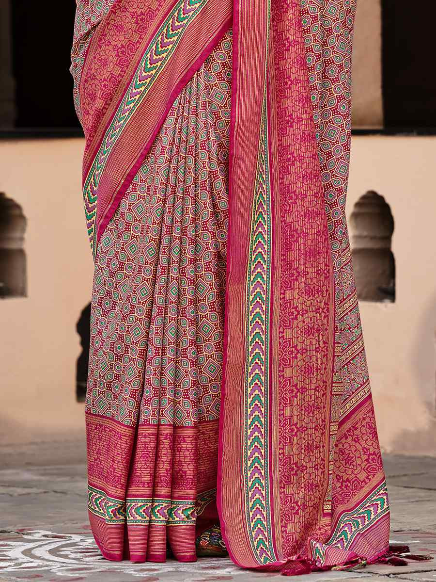 Multi Sigma Silk Printed Festival Casual Contemporary Saree