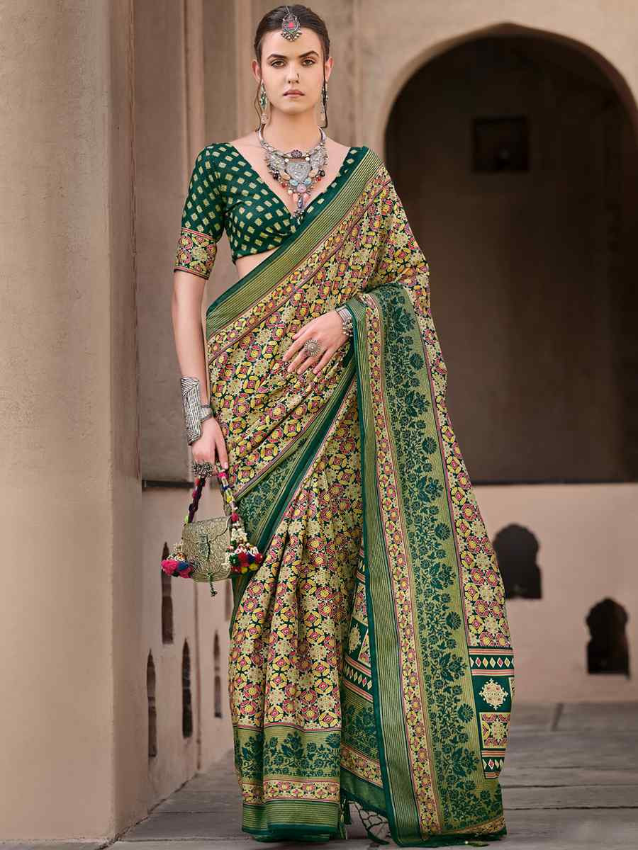 Multi Sigma Silk Printed Festival Casual Contemporary Saree