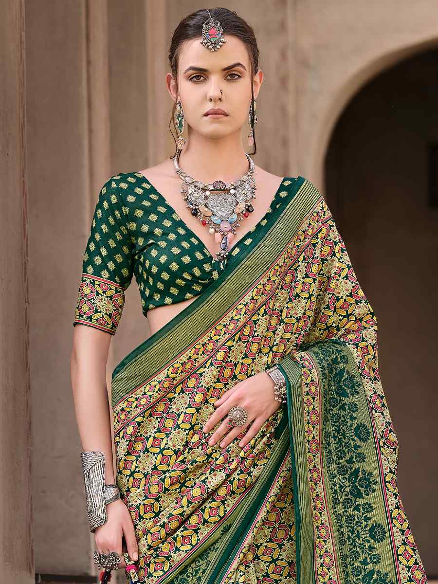 Multi Sigma Silk Printed Festival Casual Contemporary Saree