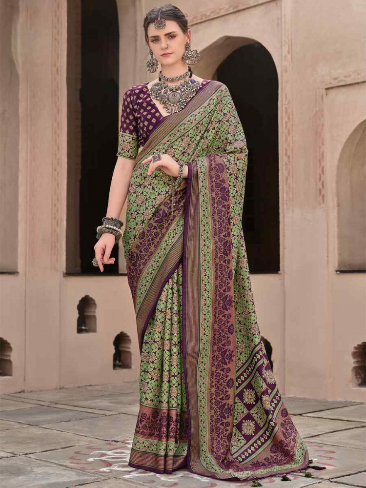 Multi Sigma Silk Printed Festival Casual Contemporary Saree