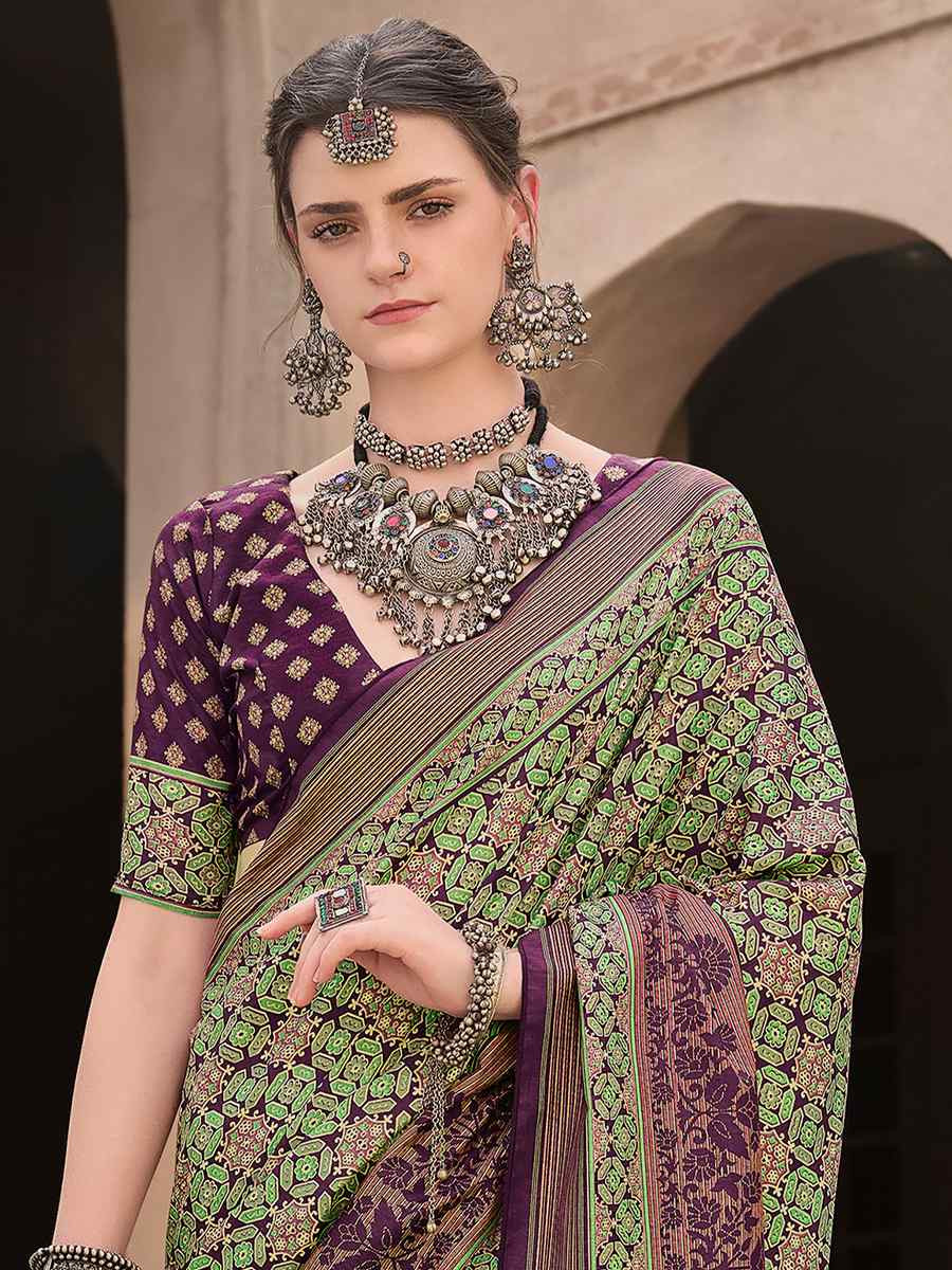 Multi Sigma Silk Printed Festival Casual Contemporary Saree