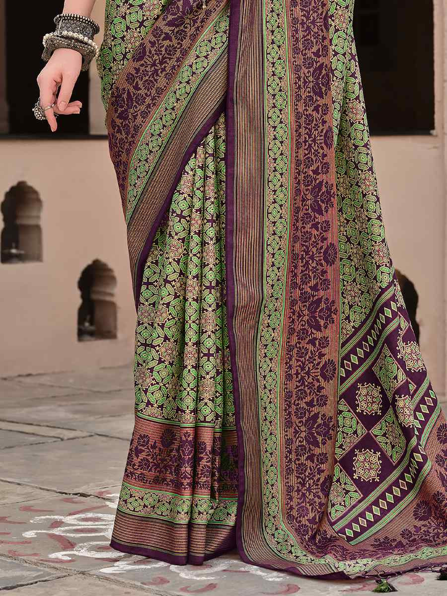 Multi Sigma Silk Printed Festival Casual Contemporary Saree