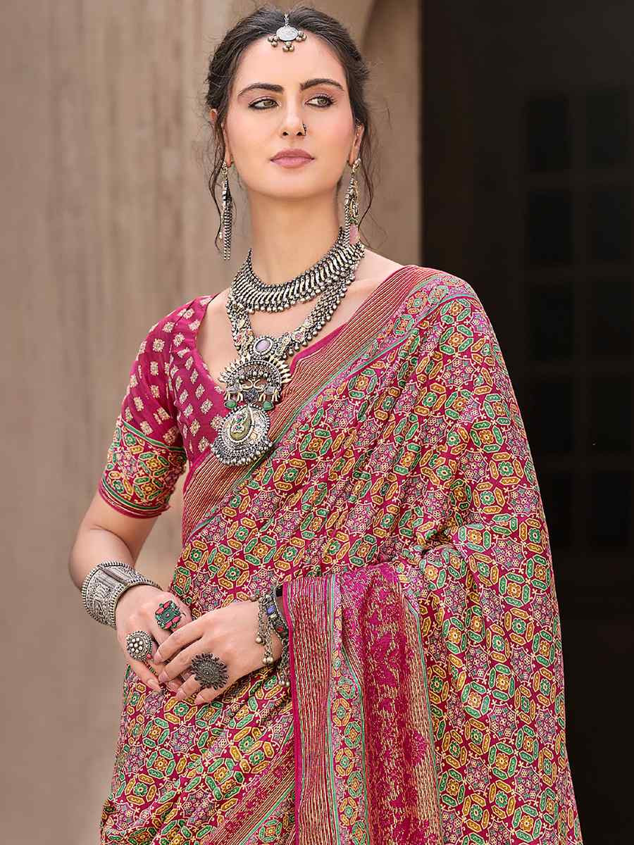 Multi Sigma Silk Printed Festival Casual Contemporary Saree