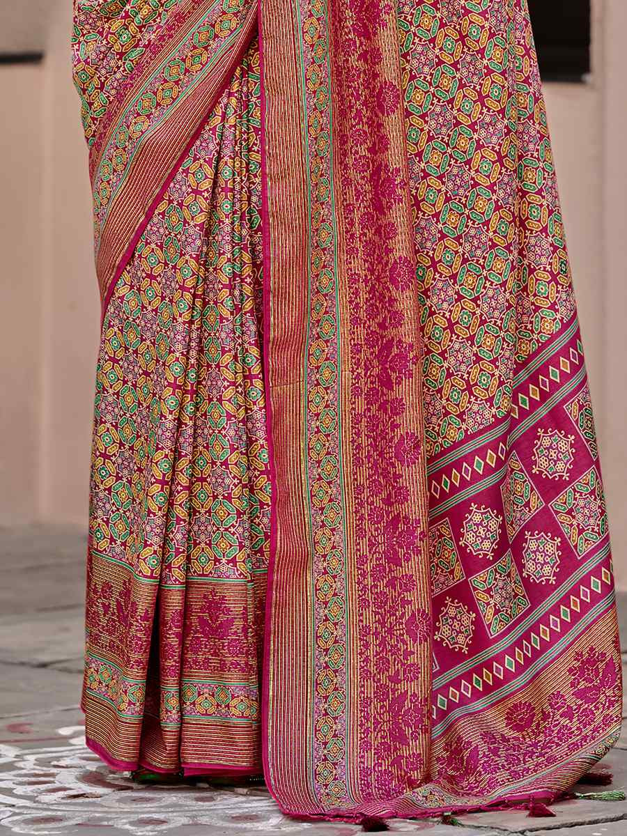 Multi Sigma Silk Printed Festival Casual Contemporary Saree