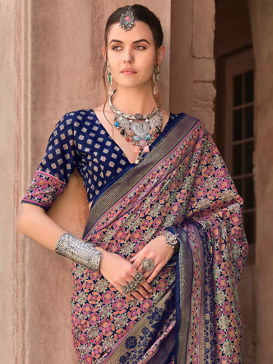 Multi Sigma Silk Printed Festival Casual Contemporary Saree