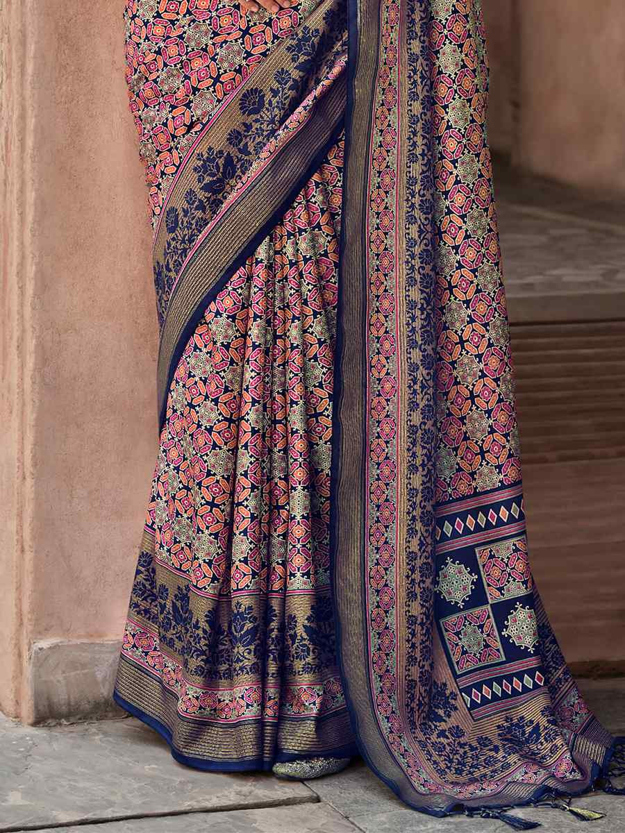 Multi Sigma Silk Printed Festival Casual Contemporary Saree