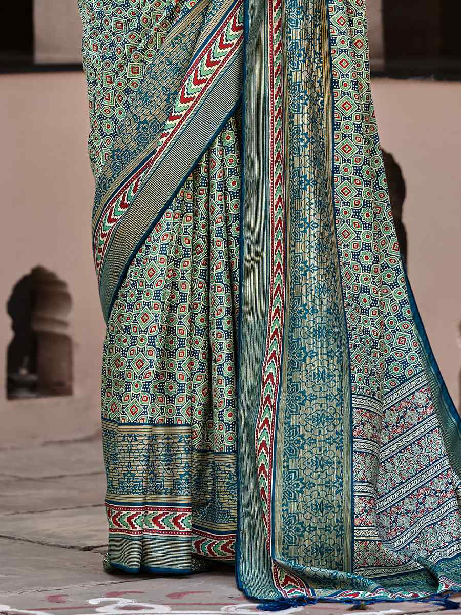 Multi Sigma Silk Printed Festival Casual Contemporary Saree