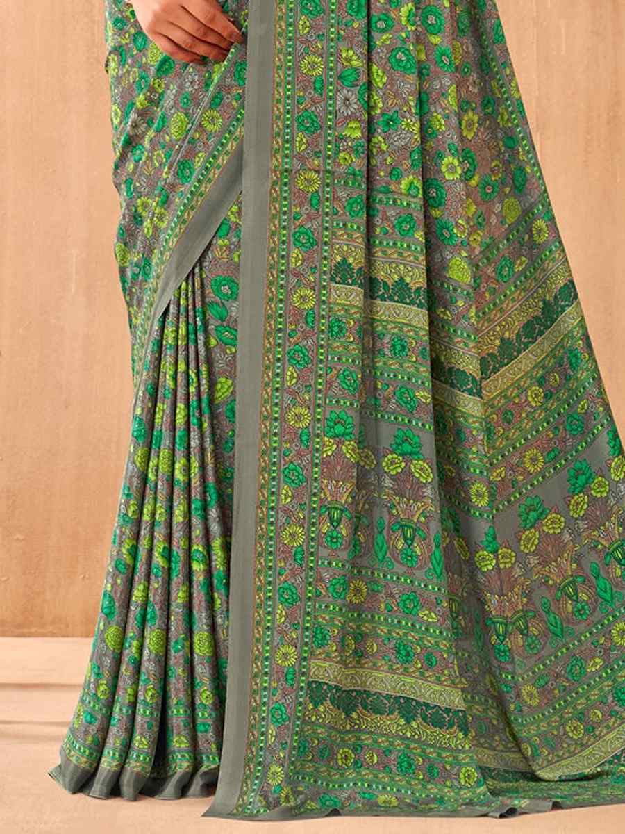 Multi Silk Crepe Printed Festival Casual Contemporary Saree