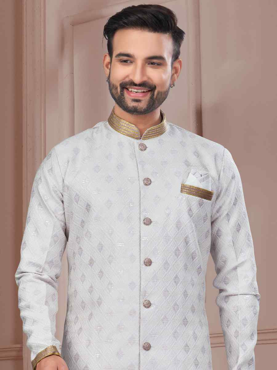 Multi Silk Dupion Embroidered Festival Wedding Sherwani