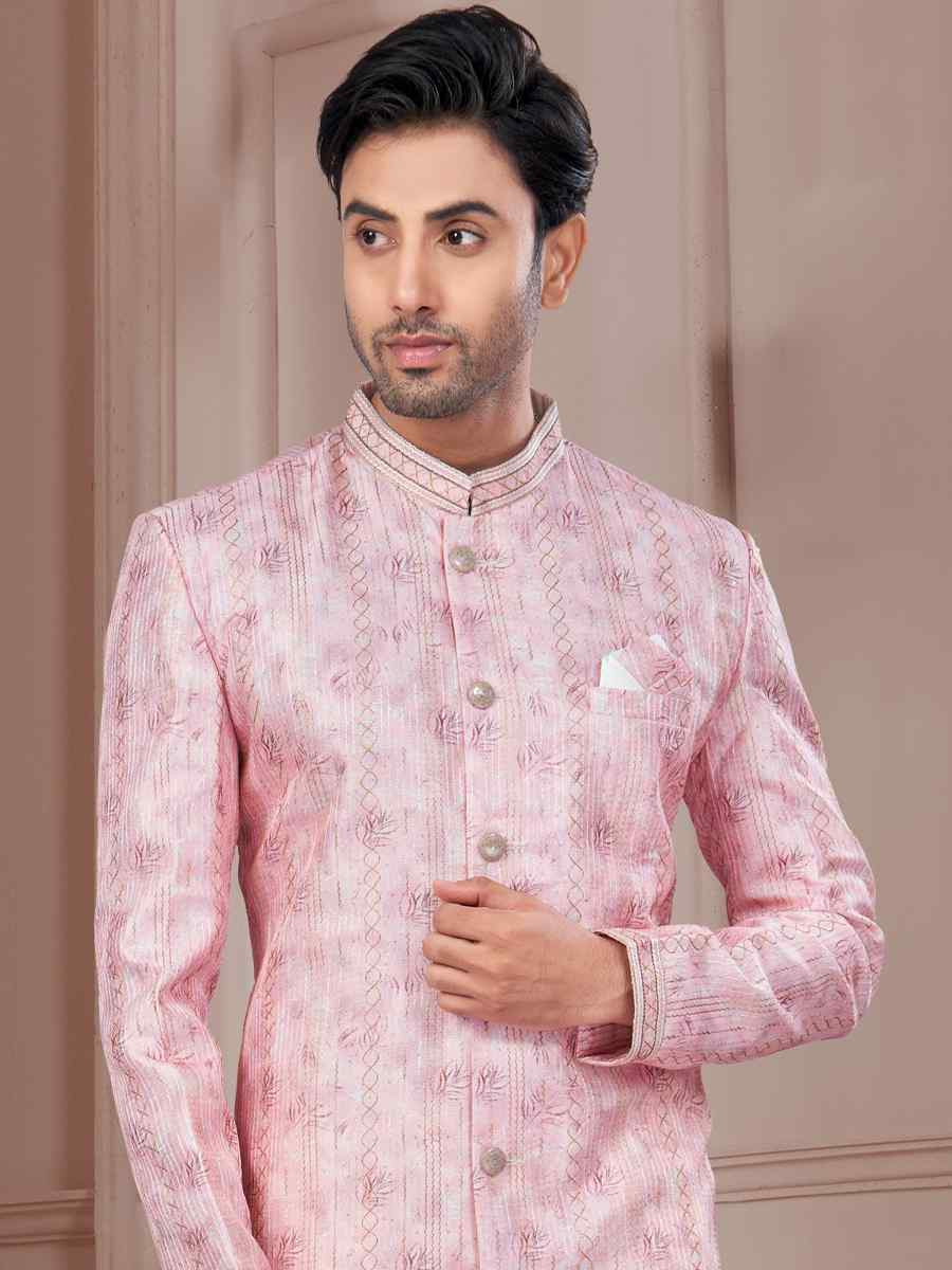 Multi Silk Dupion Embroidered Festival Wedding Sherwani