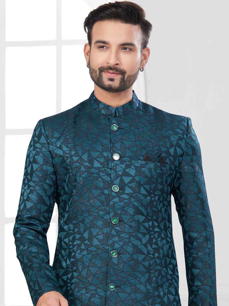 Multi Silk Dupion Embroidered Festival Wedding Sherwani