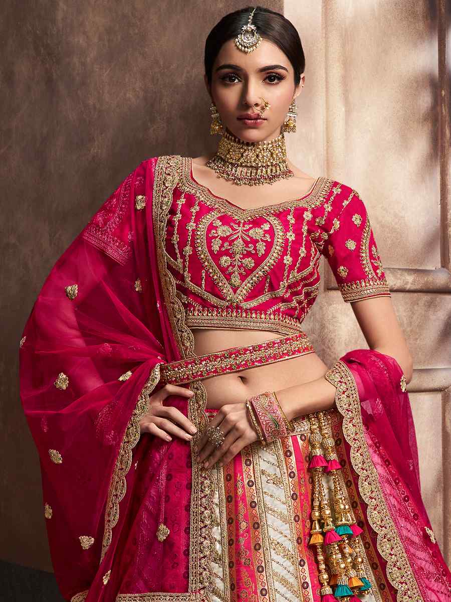 Multi Silk Embroidered Bridal Wedding Heavy Border Lehenga Choli