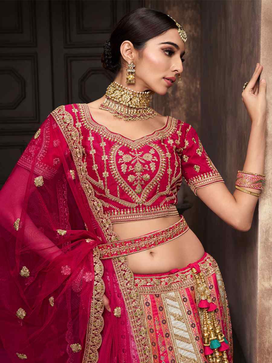 Multi Silk Embroidered Bridal Wedding Heavy Border Lehenga Choli