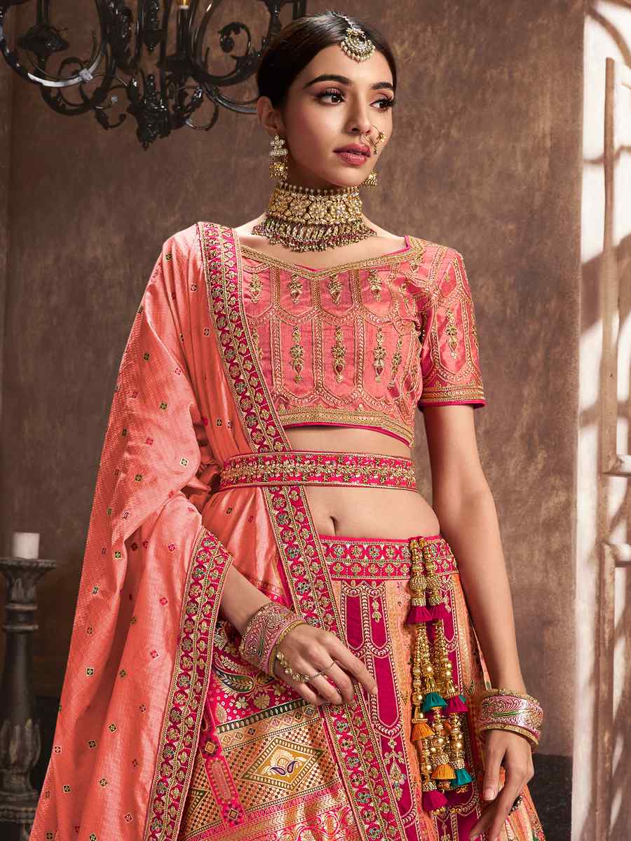 Multi Silk Embroidered Bridal Wedding Heavy Border Lehenga Choli