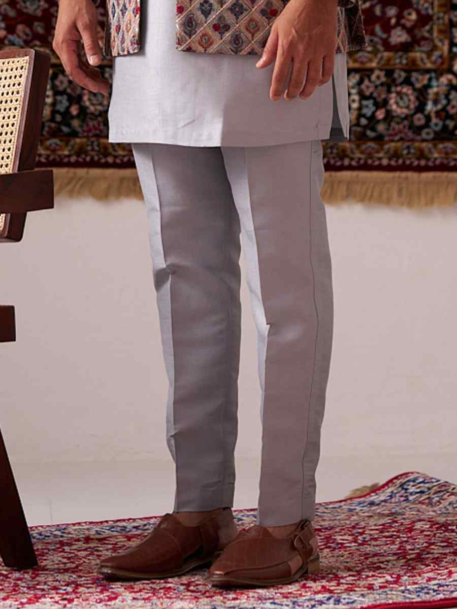 Multi Silk Embroidered Party Wedding Kurta