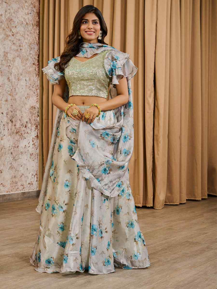 Multi Silk Embroidery Festival Wedding Heavy Border Lehenga Choli