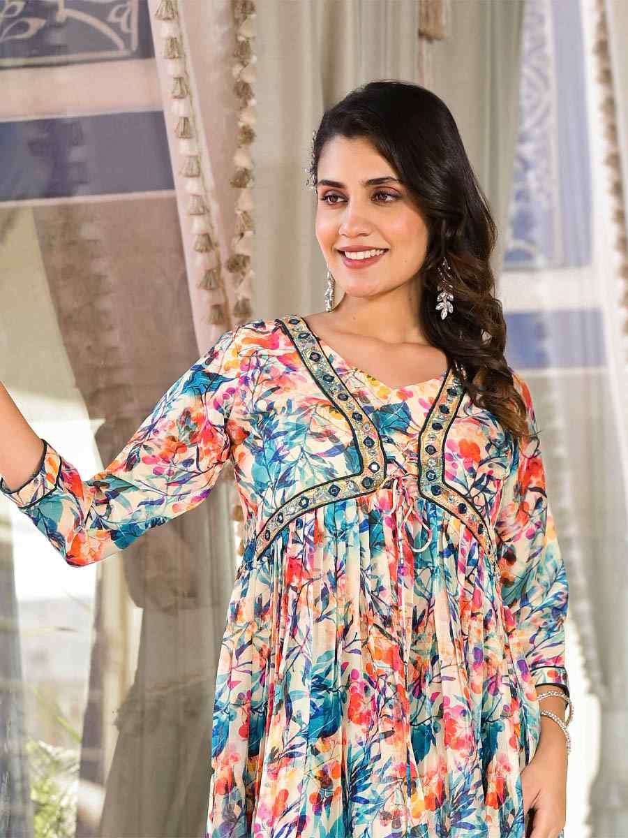 Multi Silk Georgette Printed Festival Party Ready Anarkali Salwar Kameez