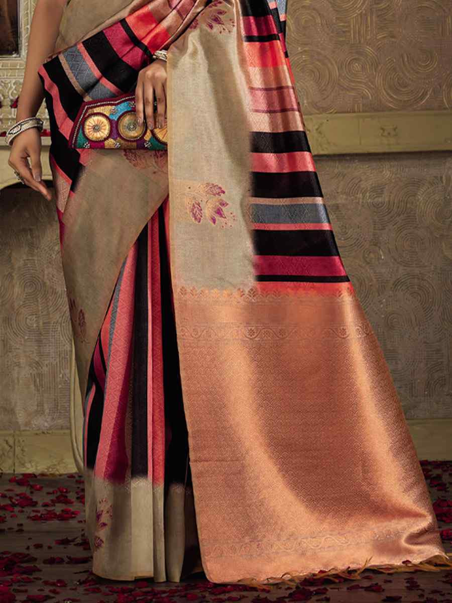 Multi Silk Handwoven Festival Casual Classic Style Saree