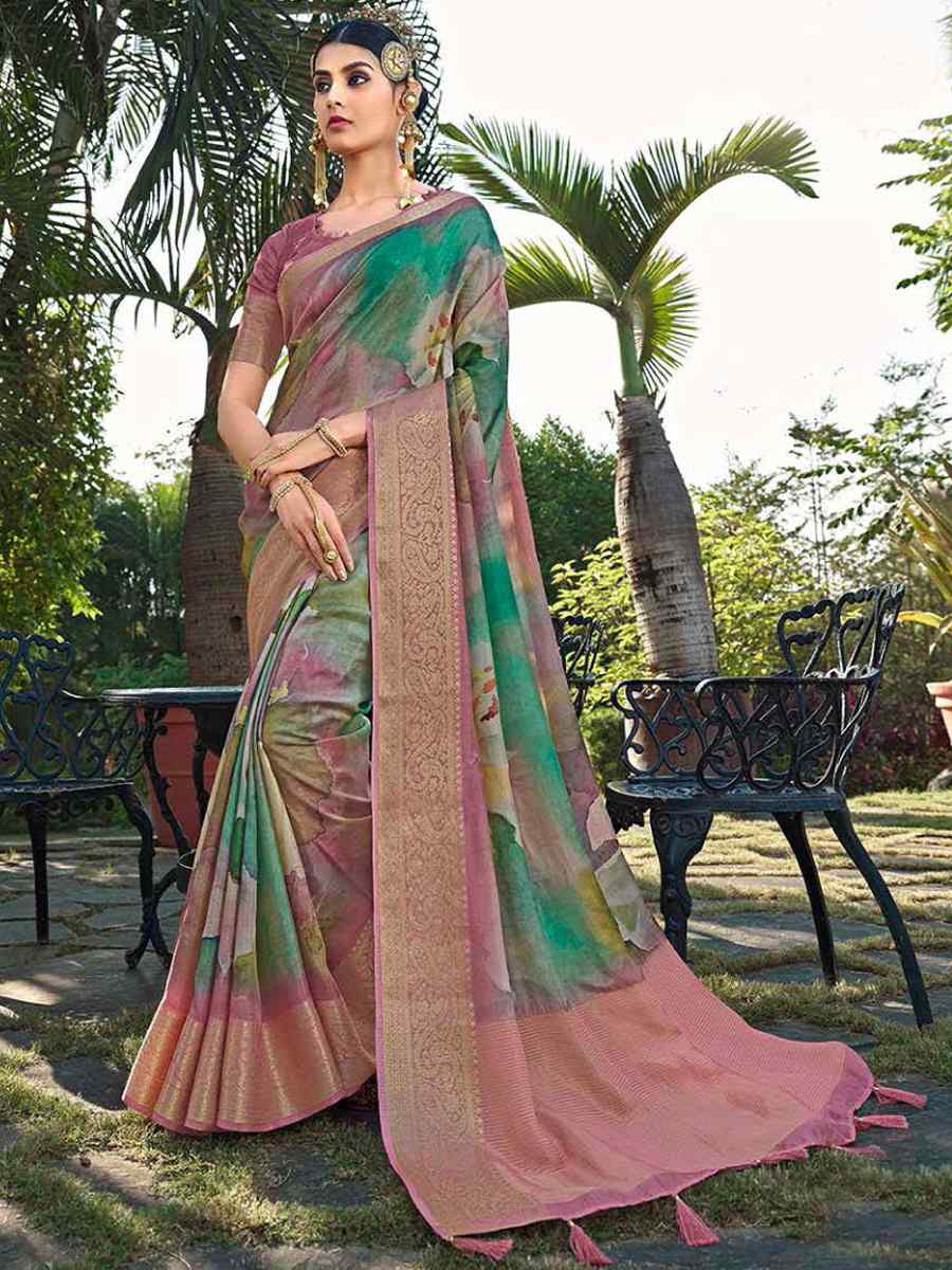 Multi Silk Handwoven Festival Wedding Heavy Border Saree