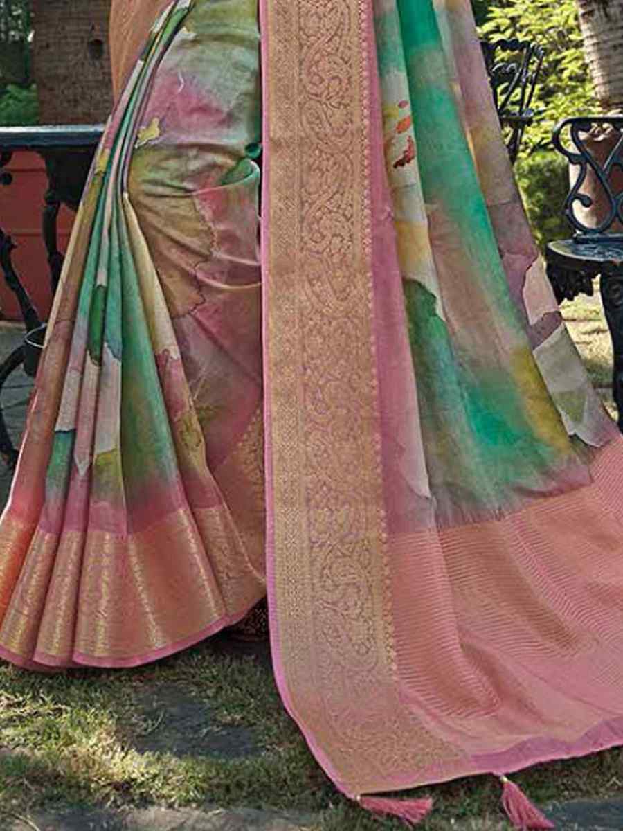 Multi Silk Handwoven Festival Wedding Heavy Border Saree