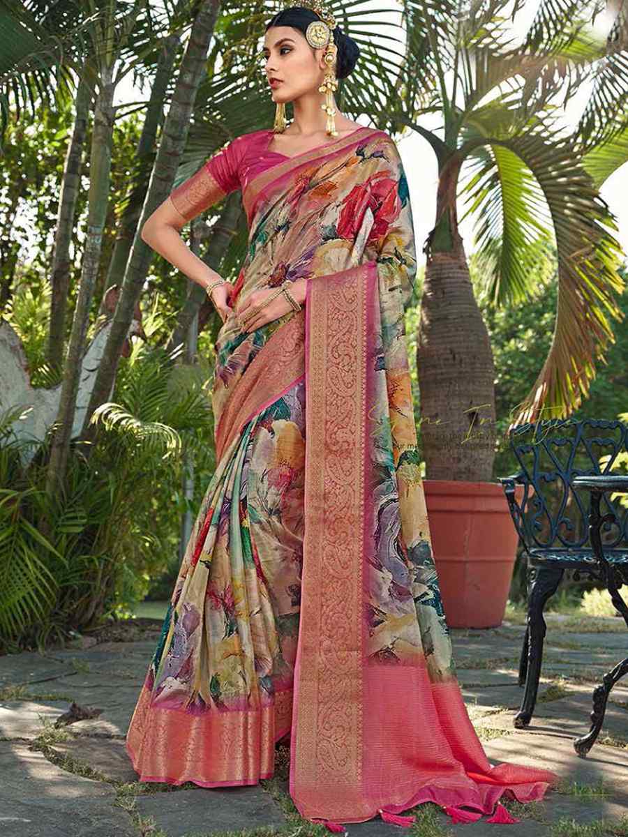 Multi Silk Handwoven Festival Wedding Heavy Border Saree