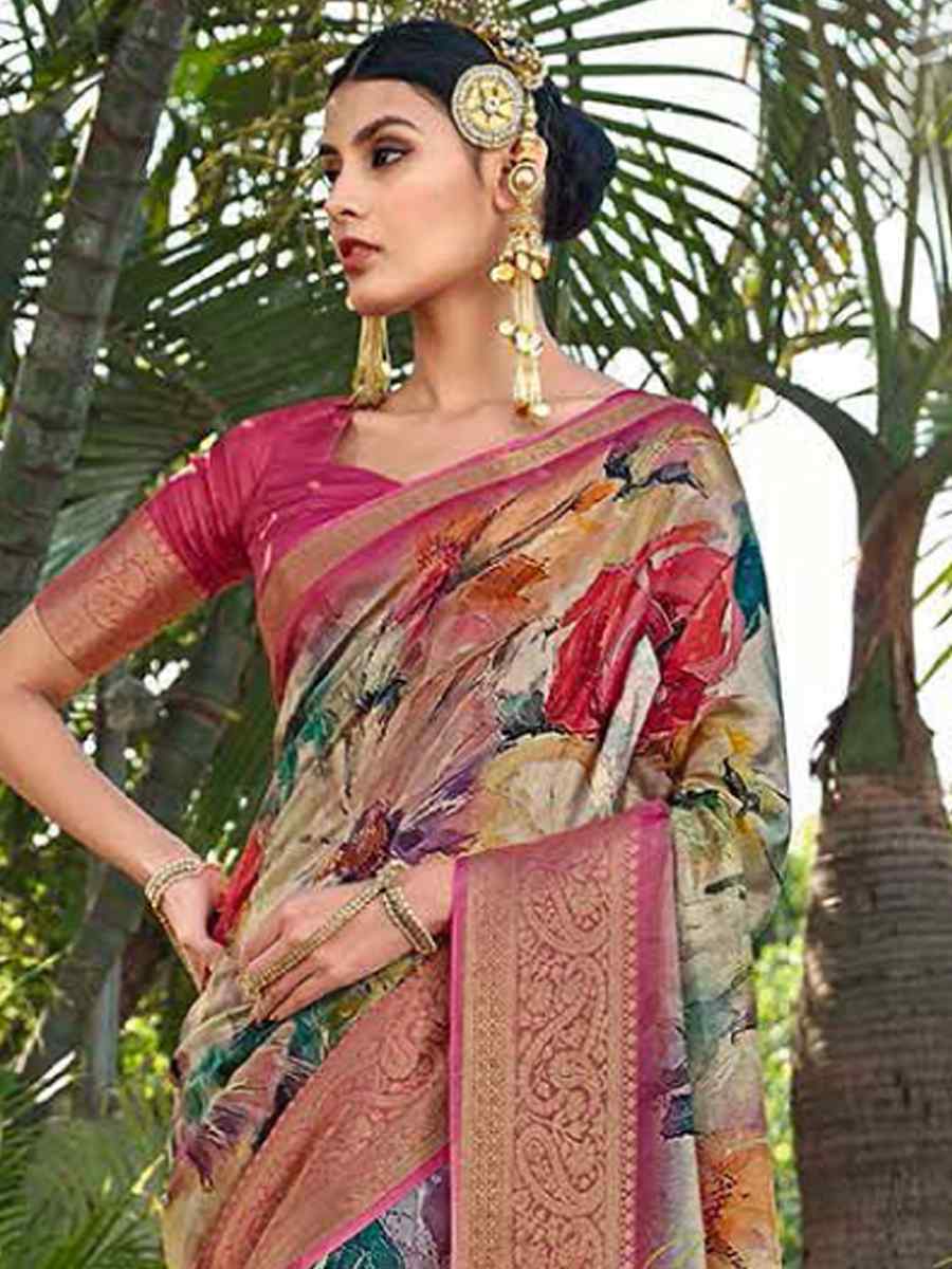 Multi Silk Handwoven Festival Wedding Heavy Border Saree