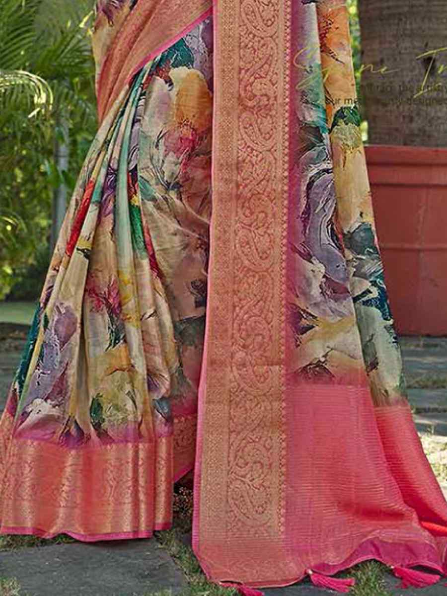 Multi Silk Handwoven Festival Wedding Heavy Border Saree