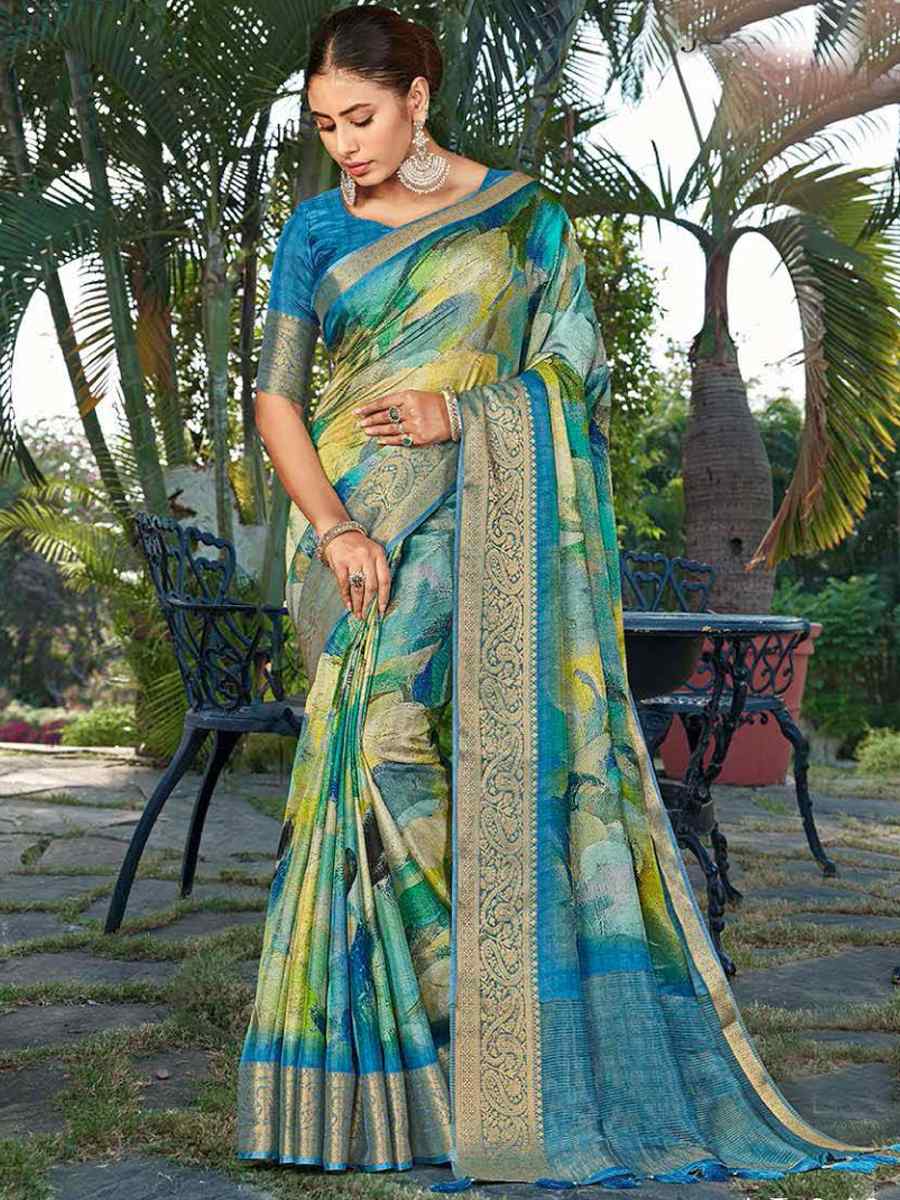 Multi Silk Handwoven Festival Wedding Heavy Border Saree